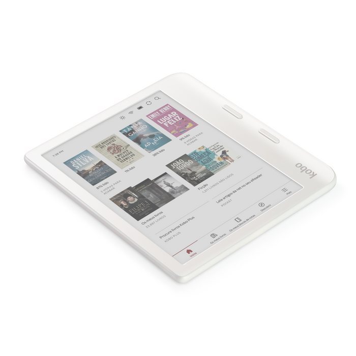 Kobo Libra Colour branco deitado.