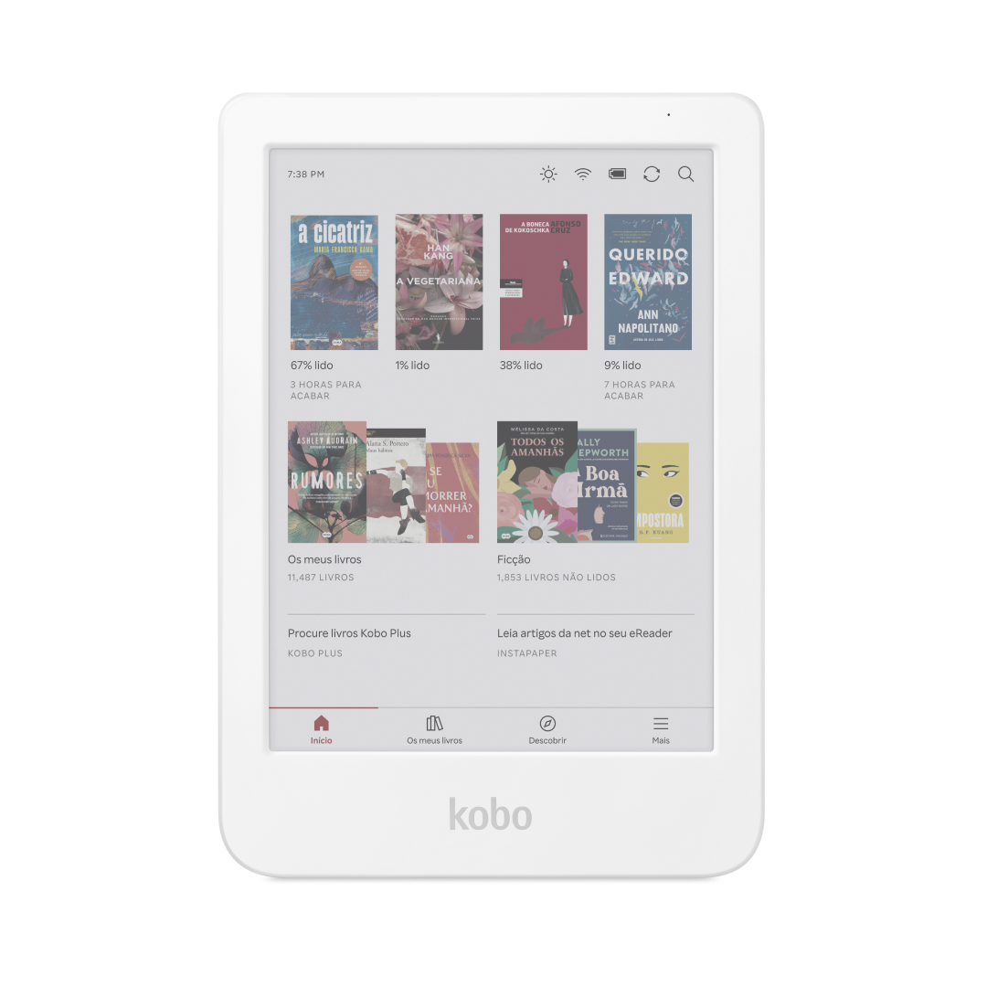 Kobo Clara Colour branco, vista frontal.