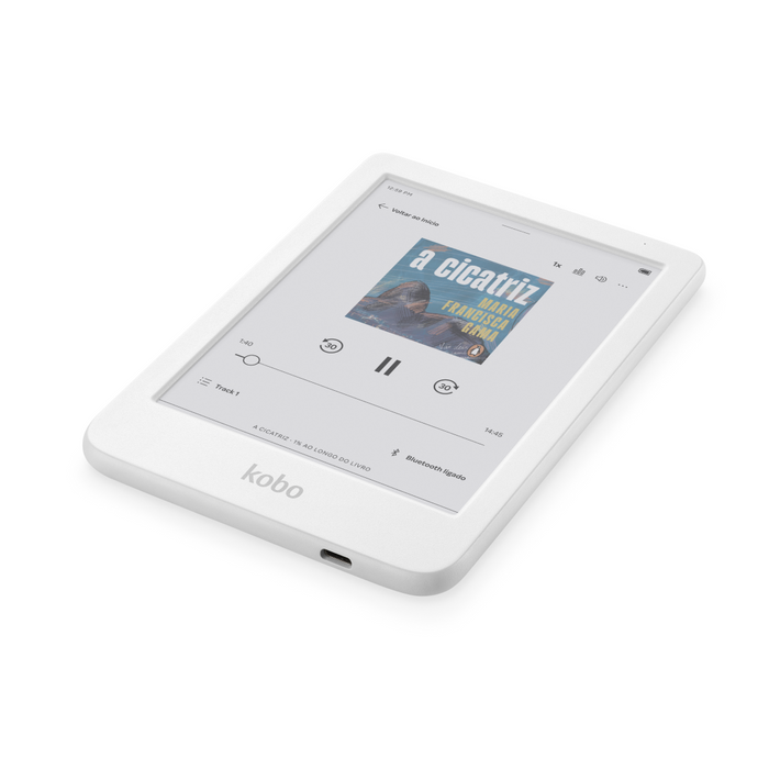 Kobo Clara Colour branco, deitado.